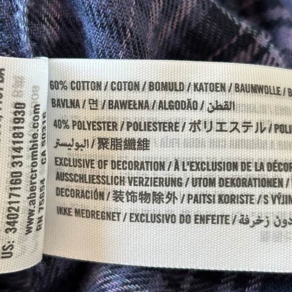 Hollister Purple Plaid Studded Flannel Casual Button-Down Shirt S Long Sleeve - Picture 4 of 8